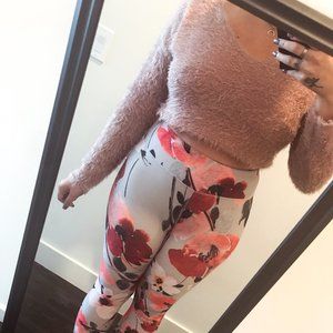 Light Pink Cropped Fuzzy Sweater